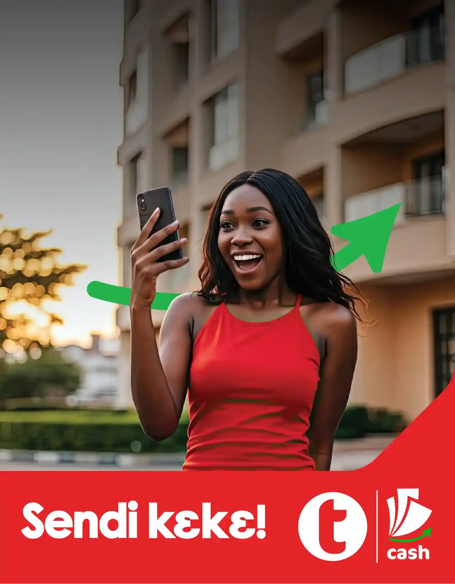Afro-woman holding phone