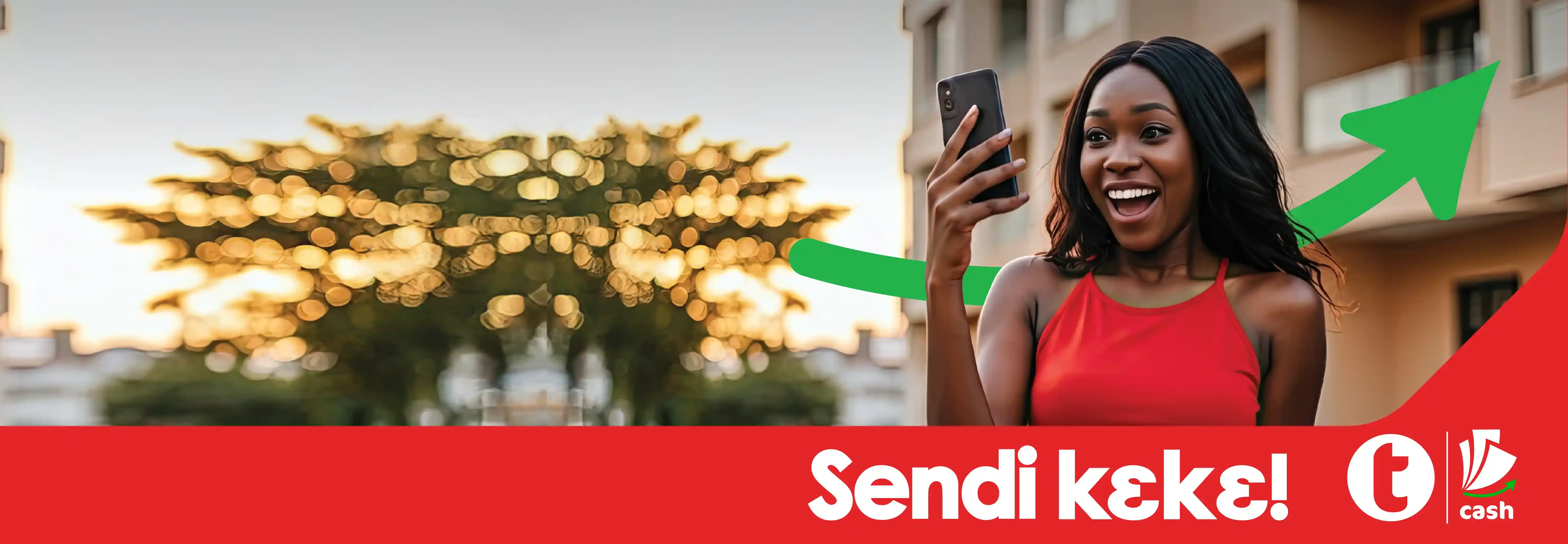 Afro-woman holding phone